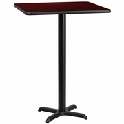 30'' SQUARE MAHOGANY LAMINATE TABLE TOP WITH 22'' X 22'' BAR HEIGHT TABLE BASE: <font color=green>FREE SHIPPING!</font>