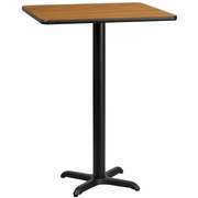 30'' SQUARE NATURAL LAMINATE TABLE TOP WITH 22'' X 22'' BAR HEIGHT TABLE BASE: <font color=green>FREE SHIPPING!</font>