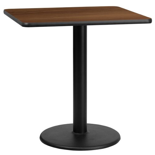 30'' SQUARE WALNUT LAMINATE TABLE TOP WITH 18'' ROUND TABLE HEIGHT BASE: <font color=green>FREE SHIPPING!</font>