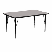 30''W X 48''L RECTANGULAR GREY HP LAMINATE ACTIVITY TABLE - HEIGHT ADJUSTABLE SHORT LEGS: <font color=green>FREE SHIPPING!</font>