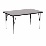 30''W X 48''L RECTANGULAR GREY THERMAL LAMINATE ACTIVITY TABLE - HEIGHT ADJUSTABLE SHORT LEGS <font color=green>FREE SHIPPING!</font>