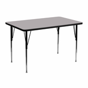 30''W X 48''L RECTANGULAR GREY THERMAL LAMINATE ACTIVITY TABLE - STANDARD HEIGHT ADJUSTABLE LEGS <font color=green>FREE SHIPPING!</font>