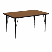 30''W X 48''L RECTANGULAR OAK HP LAMINATE ACTIVITY TABLE - HEIGHT ADJUSTABLE SHORT LEGS: <font color=green>FREE SHIPPING!</font>