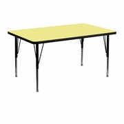 30''W X 48''L RECTANGULAR YELLOW THERMAL LAMINATE ACTIVITY TABLE - HEIGHT ADJUSTABLE SHORT LEGS: <font color=green>FREE SHIPPING!</font>