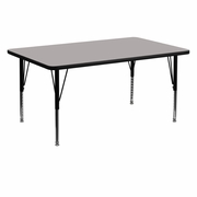 30''W X 60''L RECTANGULAR GREY HP LAMINATE ACTIVITY TABLE - HEIGHT ADJUSTABLE SHORT LEGS <font color=green>FREE SHIPPING!</font>