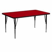 30''W X 60''L RECTANGULAR RED THERMAL LAMINATE ACTIVITY TABLE - HEIGHT ADJUSTABLE SHORT LEGS: <font color=green>FREE SHIPPING!</font>