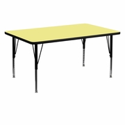 30''W X 60''L RECTANGULAR YELLOW THERMAL LAMINATE ACTIVITY TABLE - HEIGHT ADJUSTABLE SHORT LEGS: <font color=green>FREE SHIPPING!</font>