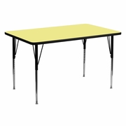 30''W X 60''L RECTANGULAR YELLOW THERMAL LAMINATE ACTIVITY TABLE - STANDARD HEIGHT ADJUSTABLE LEGS <font color=green>FREE SHIPPING!</font>