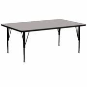 30''W X 72''L RECTANGULAR GREY HP LAMINATE ACTIVITY TABLE - HEIGHT ADJUSTABLE SHORT LEGS <font color=green>FREE SHIPPING!</font>