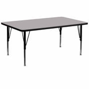 30''W X 72''L RECTANGULAR GREY THERMAL LAMINATE ACTIVITY TABLE - HEIGHT ADJUSTABLE SHORT LEGS <font color=green>FREE SHIPPING!</font>
