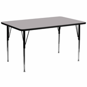 30''W X 72''L RECTANGULAR GREY THERMAL LAMINATE ACTIVITY TABLE - STANDARD HEIGHT ADJUSTABLE LEGS <font color=green>FREE SHIPPING!</font>