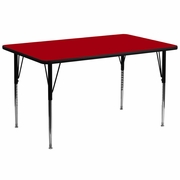 30''W X 72''L RECTANGULAR RED THERMAL LAMINATE ACTIVITY TABLE - STANDARD HEIGHT ADJUSTABLE LEGS <font color=green>FREE SHIPPING!</font>