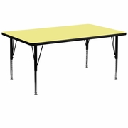 30''W X 72''L RECTANGULAR YELLOW THERMAL LAMINATE ACTIVITY TABLE - HEIGHT ADJUSTABLE SHORT LEGS <font color=green>FREE SHIPPING!</font>
