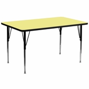 30''W X 72''L RECTANGULAR YELLOW THERMAL LAMINATE ACTIVITY TABLE - STANDARD HEIGHT ADJUSTABLE LEGS <font color=green>FREE SHIPPING!</font>