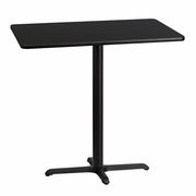 30'' X 42'' RECTANGULAR BLACK LAMINATE TABLE TOP WITH 23.5'' X 29.5'' BAR HEIGHT TABLE BASE: <font color=green>FREE SHIPPING!</font>
