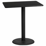 30'' X 42'' RECTANGULAR BLACK LAMINATE TABLE TOP WITH 24'' ROUND BAR HEIGHT TABLE BASE: <font color=green>FREE SHIPPING!</font>