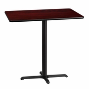 30'' X 42'' RECTANGULAR MAHOGANY LAMINATE TABLE TOP WITH 23.5'' X 29.5'' BAR HEIGHT TABLE BASE: <font color=green>FREE SHIPPING!</font>