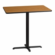 30'' X 42'' RECTANGULAR NATURAL LAMINATE TABLE TOP WITH 23.5'' X 29.5'' BAR HEIGHT TABLE BASE <font color=green>FREE SHIPPING!</font>