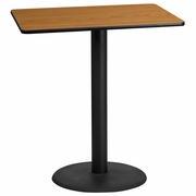 30'' X 42'' RECTANGULAR NATURAL LAMINATE TABLE TOP WITH 24'' ROUND BAR HEIGHT TABLE BASE <font color=green>FREE SHIPPING!</font>