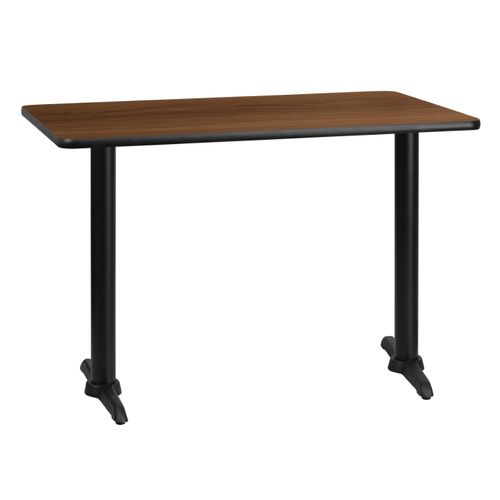 30'' X 42'' RECTANGULAR WALNUT LAMINATE TABLE TOP WITH 5'' X 22'' TABLE HEIGHT BASES <font color=green>FREE SHIPPING!</font>