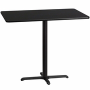 30'' X 48'' RECTANGULAR BLACK LAMINATE TABLE TOP WITH 23.5'' X 29.5'' BAR HEIGHT TABLE BASE <font color=green>FREE SHIPPING!</font>