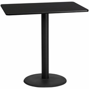 30'' X 48'' RECTANGULAR BLACK LAMINATE TABLE TOP WITH 24'' ROUND BAR HEIGHT TABLE BASE <font color=green>FREE SHIPPING!</font>
