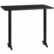 30'' X 48'' RECTANGULAR BLACK LAMINATE TABLE TOP WITH 5'' X 22'' BAR HEIGHT TABLE BASES <font color=green>FREE SHIPPING!</font>