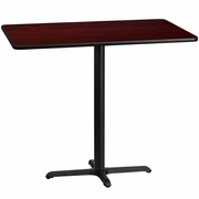30'' X 48'' RECTANGULAR MAHOGANY LAMINATE TABLE TOP WITH 23.5'' X 29.5'' BAR HEIGHT TABLE BASE <font color=green>FREE SHIPPING!</font>