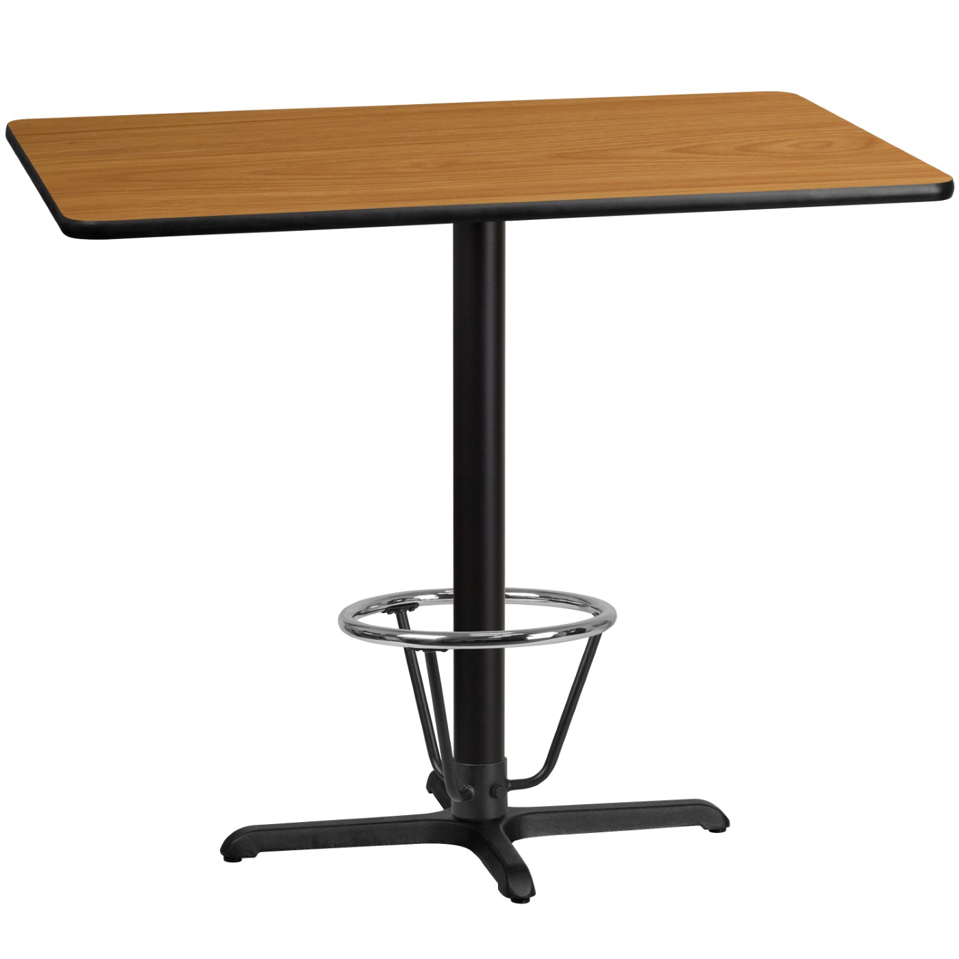 30'' X 48'' RECTANGULAR NATURAL LAMINATE TABLE TOP WITH 23.5'' X 29.5'' BAR HEIGHT TABLE BASE AND FOOT RING <font color=green>FREE SHIPPING!</font> 30'' X 48'' RECTANGULAR NATURAL LAMINATE TABLE TOP WITH 23.5'' X 29.5'' BAR HEIGHT TABLE BASE AND FOOT RING <font color=green>FREE SHIPPING!</font>