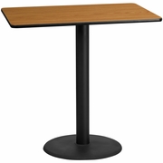 30'' X 48'' RECTANGULAR NATURAL LAMINATE TABLE TOP WITH 24'' ROUND BAR HEIGHT TABLE BASE: <font color=green>FREE SHIPPING!</font>