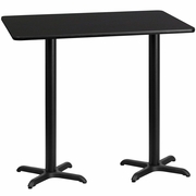 30'' X 60'' RECTANGULAR BLACK LAMINATE TABLE TOP WITH 22'' X 22'' BAR HEIGHT TABLE BASES: <font color=green>FREE SHIPPING!</font>