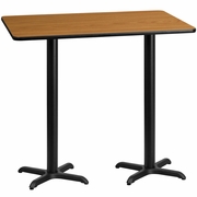 30'' X 60'' RECTANGULAR NATURAL LAMINATE TABLE TOP WITH 22'' X 22'' BAR HEIGHT TABLE BASES <font color=green>FREE SHIPPING!</font>