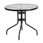 31.5'' ROUND TEMPERED GLASS METAL TABLE: <font color=green>FREE SHIPPING!</font>