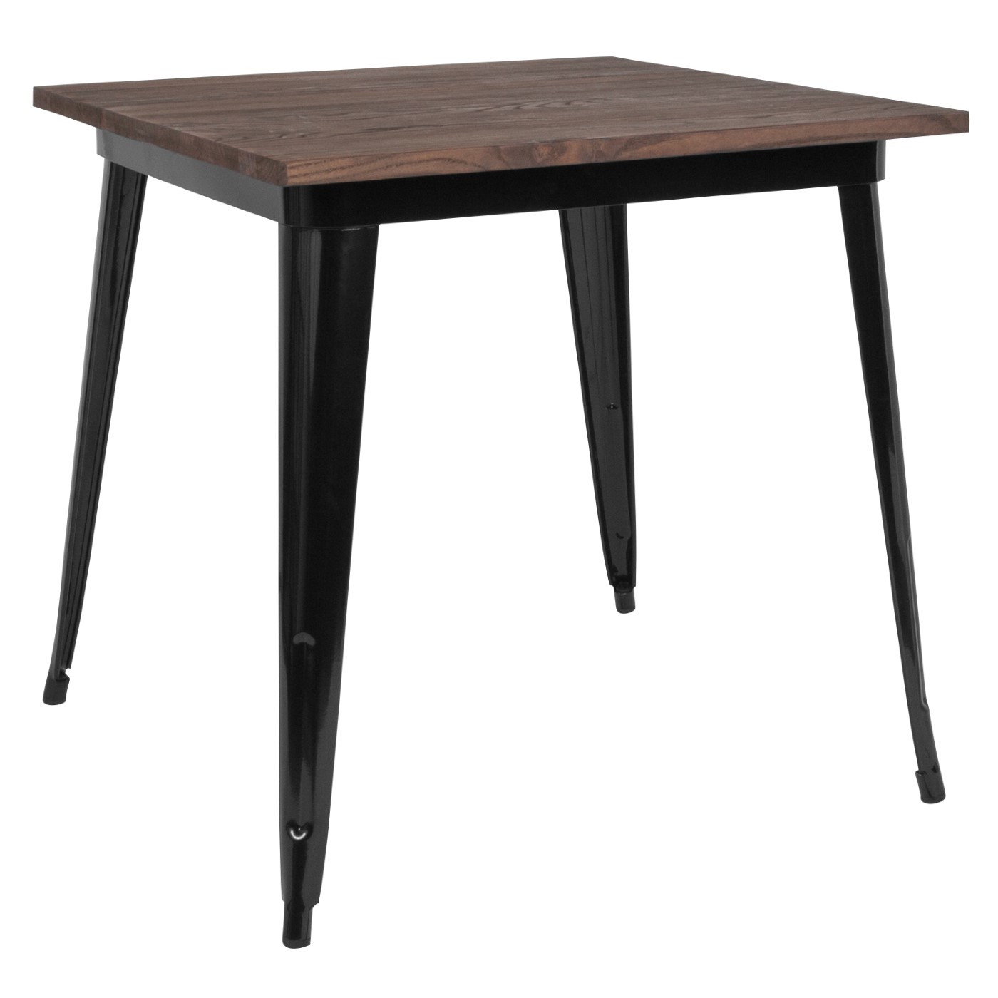 31.5" SQUARE BLACK METAL INDOOR TABLE WITH WALNUT RUSTIC WOOD TOP: <font color=green>FREE SHIPPING!</font> 31.5" SQUARE BLACK METAL INDOOR TABLE WITH WALNUT RUSTIC WOOD TOP: <font color=green>FREE SHIPPING!</font>