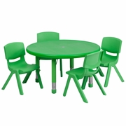 33'' ROUND GREEN PLASTIC HEIGHT ADJUSTABLE ACTIVITY TABLE SET WITH 4 CHAIRS: <font color=green>FREE SHIPPING!</font> 33'' ROUND GREEN PLASTIC HEIGHT ADJUSTABLE ACTIVITY TABLE SET WITH 4 CHAIRS: <font color=green>FREE SHIPPING!</font>