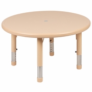 33" ROUND NATURAL PLASTIC HEIGHT ADJUSTABLE ACTIVITY TABLE <font color=green>FREE SHIPPING!</font>