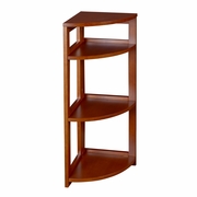 34 IN 3 SHELF HIGH CORNER FOLDING, NO TOOLS ASSEMBLY, WOOD BOOKCASE- CHERRY <FONT COLOR=GREEN>-FREE SHIPPING-</FONT>