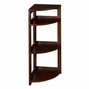 34 IN 3 SHELF HIGH CORNER FOLDING, NO TOOLS ASSEMBLY, WOOD BOOKCASE- MOCHA <FONT COLOR=GREEN>-FREE SHIPPING-</FONT>