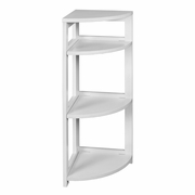 34 IN 3 SHELF HIGH CORNER FOLDING, NO TOOLS ASSEMBLY, WOOD BOOKCASE- WHITE <FONT COLOR=GREEN>-FREE SHIPPING-</FONT>