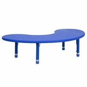 35''W X 65''L HALF-MOON BLUE PLASTIC HEIGHT ADJUSTABLE ACTIVITY TABLE: <font color=green>FREE SHIPPING!</font>