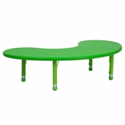 35''W X 65''L HALF-MOON GREEN PLASTIC HEIGHT ADJUSTABLE ACTIVITY TABLE: <font color=green>FREE SHIPPING!</font>