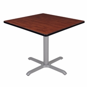 36 IN. MEDIUM SQUARE X-BASE BREAKROOM TABLE- CHERRY TOP, GREY LEGS <FONT COLOR=GREEN>-FREE SHIPPING-</FONT>
