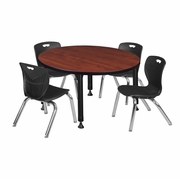 36 IN. ROUND ADJUSTABLE CLASSROOM TABLE- CHERRY & 4 ANDY 12 IN. STACK CHAIRS- BLACK <FONT COLOR=GREEN>-FREE SHIPPING-</FONT> 36 IN. ROUND ADJUSTABLE CLASSROOM TABLE- CHERRY & 4 ANDY 12 IN. STACK CHAIRS- BLACK <FONT COLOR=GREEN>-FREE SHIPPING-</FONT>