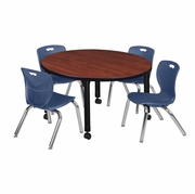 36 IN. ROUND ADJUSTABLE CLASSROOM TABLE- CHERRY & 4 ANDY 12 IN. STACK CHAIRS- BLUE <FONT COLOR=GREEN>-FREE SHIPPING-</FONT> 36 IN. ROUND ADJUSTABLE CLASSROOM TABLE- CHERRY & 4 ANDY 12 IN. STACK CHAIRS- BLUE <FONT COLOR=GREEN>-FREE SHIPPING-</FONT>