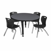 36 IN. ROUND ADJUSTABLE CLASSROOM TABLE- GREY & 4 ANDY 12 IN. STACK CHAIRS- BLACK <FONT COLOR=GREEN>-FREE SHIPPING-</FONT> 36 IN. ROUND ADJUSTABLE CLASSROOM TABLE- GREY & 4 ANDY 12 IN. STACK CHAIRS- BLACK <FONT COLOR=GREEN>-FREE SHIPPING-</FONT>