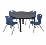 36 IN. ROUND ADJUSTABLE CLASSROOM TABLE- GREY & 4 ANDY 12 IN. STACK CHAIRS- BLUE <FONT COLOR=GREEN>-FREE SHIPPING-</FONT> 36 IN. ROUND ADJUSTABLE CLASSROOM TABLE- GREY & 4 ANDY 12 IN. STACK CHAIRS- BLUE <FONT COLOR=GREEN>-FREE SHIPPING-</FONT>