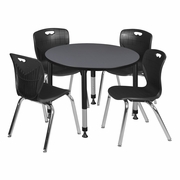 36 IN. ROUND ADJUSTABLE CLASSROOM TABLE- GREY & 4 ANDY 18 IN. STACK CHAIRS- BLACK <FONT COLOR=GREEN>-FREE SHIPPING-</FONT> 36 IN. ROUND ADJUSTABLE CLASSROOM TABLE- GREY & 4 ANDY 18 IN. STACK CHAIRS- BLACK <FONT COLOR=GREEN>-FREE SHIPPING-</FONT>