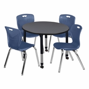 36 IN. ROUND ADJUSTABLE CLASSROOM TABLE- GREY & 4 ANDY 18 IN. STACK CHAIRS- BLUE <FONT COLOR=GREEN>-FREE SHIPPING-</FONT> 36 IN. ROUND ADJUSTABLE CLASSROOM TABLE- GREY & 4 ANDY 18 IN. STACK CHAIRS- BLUE <FONT COLOR=GREEN>-FREE SHIPPING-</FONT>