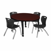 36 IN. ROUND ADJUSTABLE CLASSROOM TABLE- MAHOGANY & 4 ANDY 12 IN. STACK CHAIRS- BLACK <FONT COLOR=GREEN>-FREE SHIPPING-</FONT> 36 IN. ROUND ADJUSTABLE CLASSROOM TABLE- MAHOGANY & 4 ANDY 12 IN. STACK CHAIRS- BLACK <FONT COLOR=GREEN>-FREE SHIPPING-</FONT>