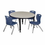 36 IN. ROUND ADJUSTABLE CLASSROOM TABLE- MAPLE & 4 ANDY 12 IN. STACK CHAIRS- BLUE <FONT COLOR=GREEN>-FREE SHIPPING-</FONT> 36 IN. ROUND ADJUSTABLE CLASSROOM TABLE- MAPLE & 4 ANDY 12 IN. STACK CHAIRS- BLUE <FONT COLOR=GREEN>-FREE SHIPPING-</FONT>
